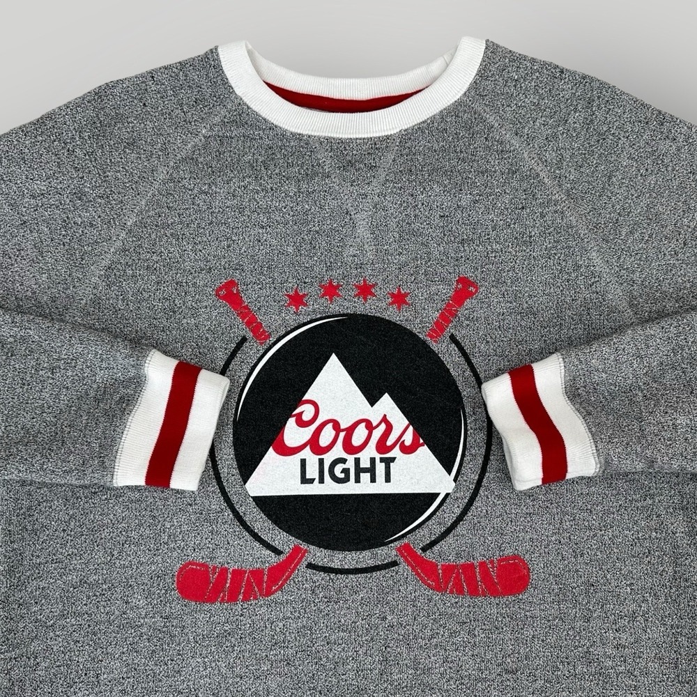 J America Coors Light Hockey Pullover Sweater Mens M Gray Crewneck